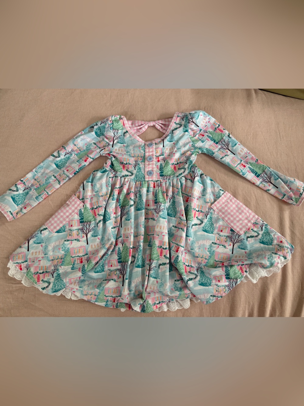 Eliza Cate girls long sleeve winter snow Christmas twirl dress